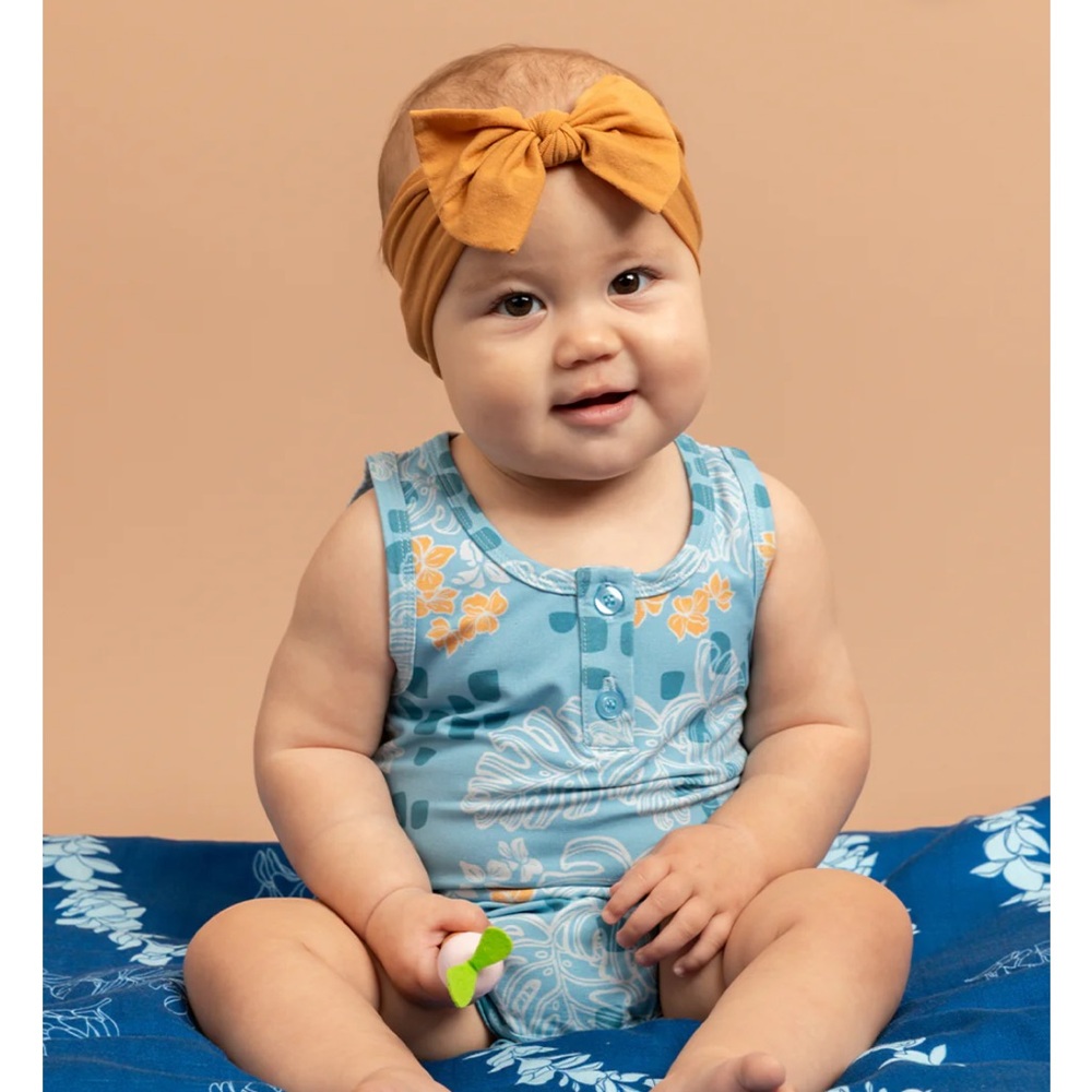 Baby Eel Fighting Eel Blue and Orange Floral Onesie